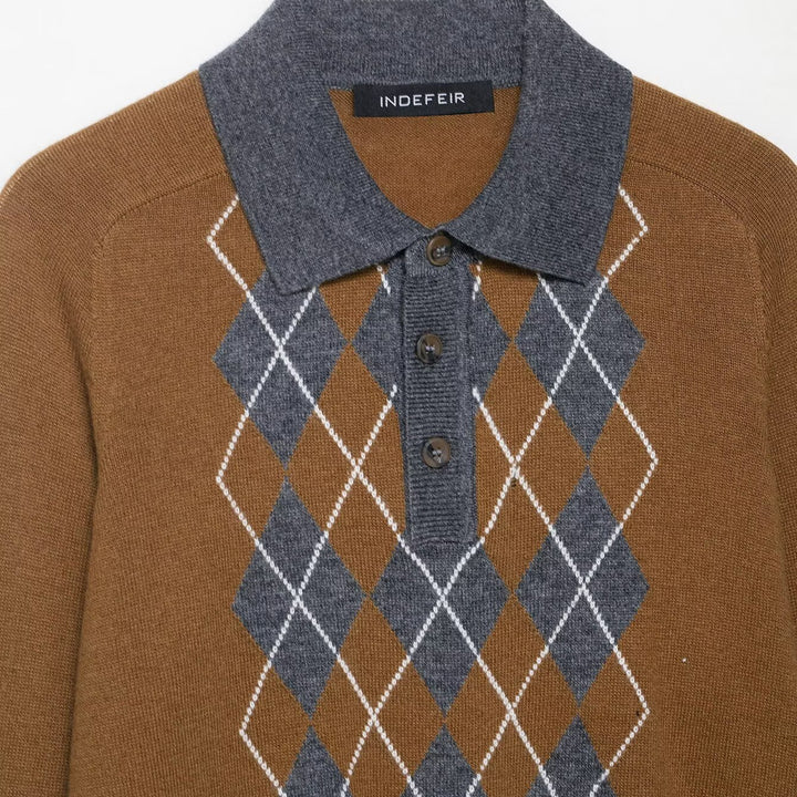 Damkava eleganta poloshirt med rutmönster och knapppdetaljer Mirla-Eva Jonsson