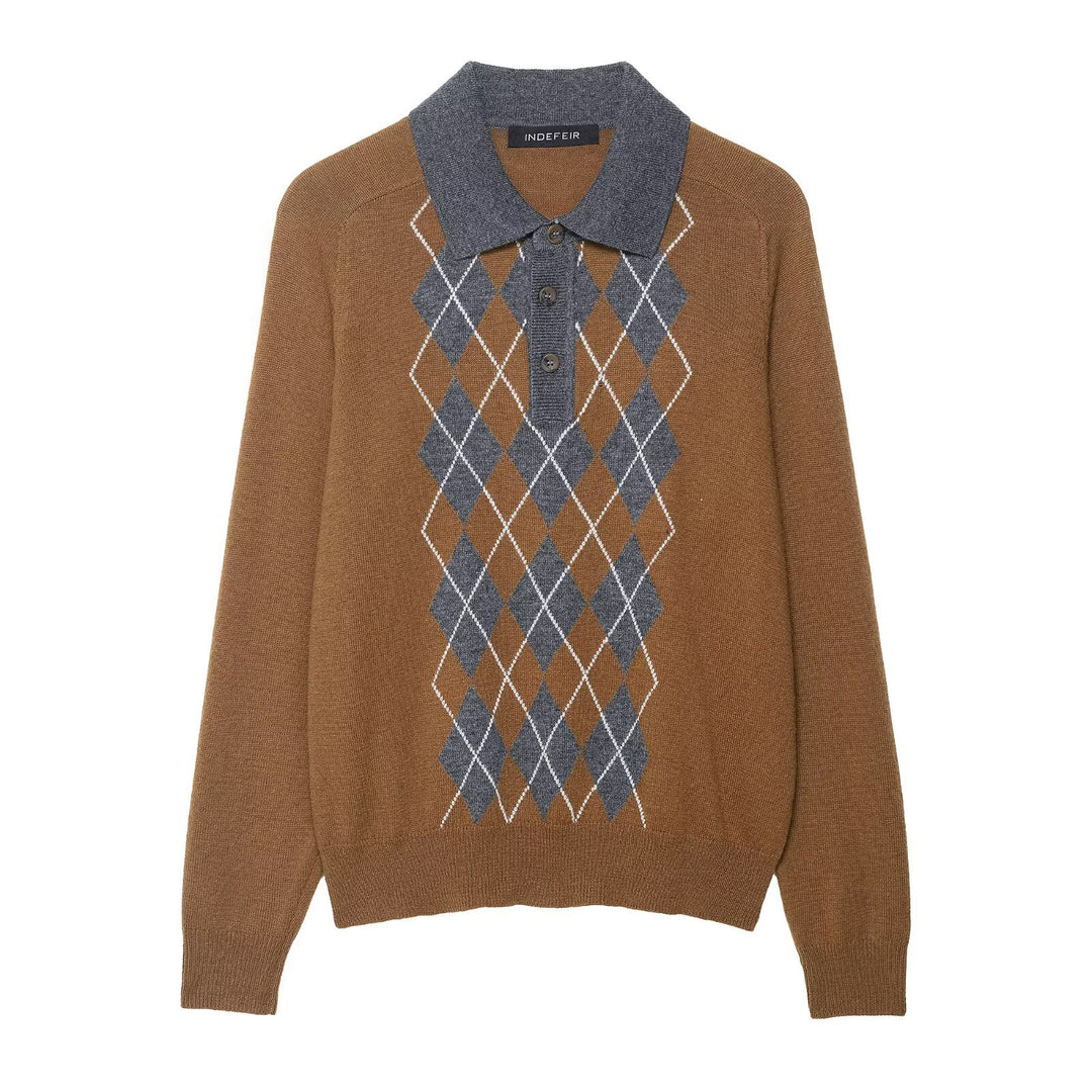 Damkava eleganta poloshirt med rutmönster och knapppdetaljer Mirla-Eva Jonsson