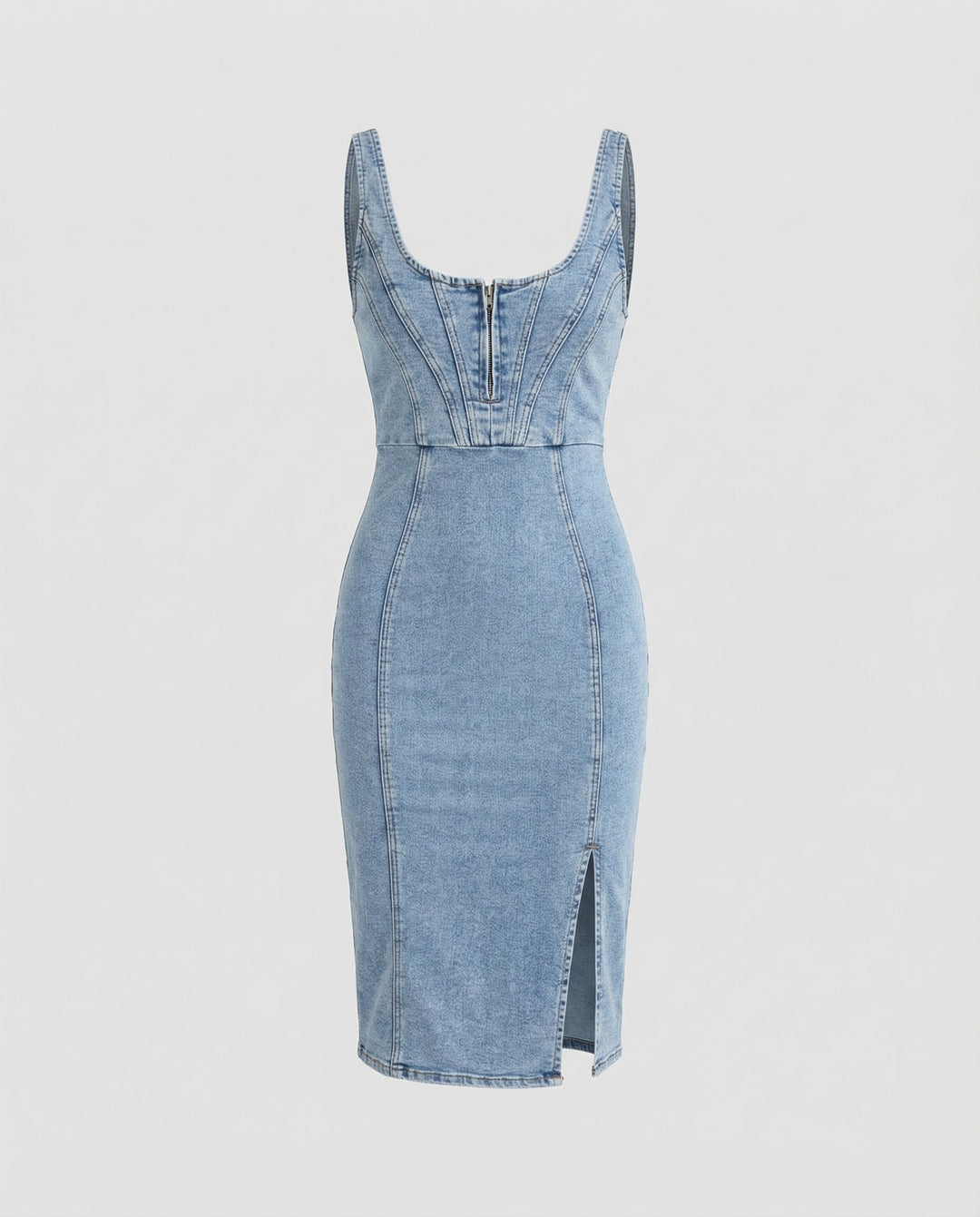 Damklänning Jeans-Midikjol Korsettoberdel Benöppning-Eva Jonsson