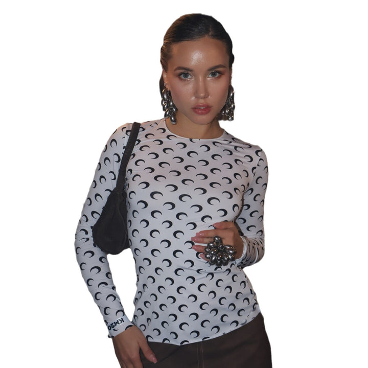 Damklänning långärmad med modernt månmotiv Mirla-Eva Jonsson