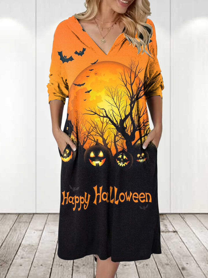 Damklänning med Halloween-motiv och praktiska fickor Mirla-Eva Jonsson