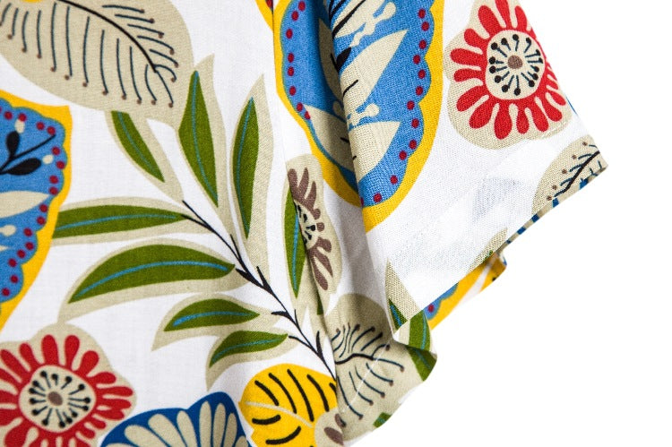 Damkorta ärm skjorta med livlig floraltryck och bekväm passform Mirla-Eva Jonsson