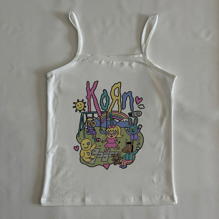 Damkortärmad T-shirt med lekfull design av grafik Mirla-Eva Jonsson