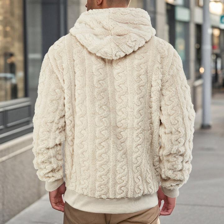 Damkuschlig Fleece-Hoodie med strukturmönster Mirla-Eva Jonsson
