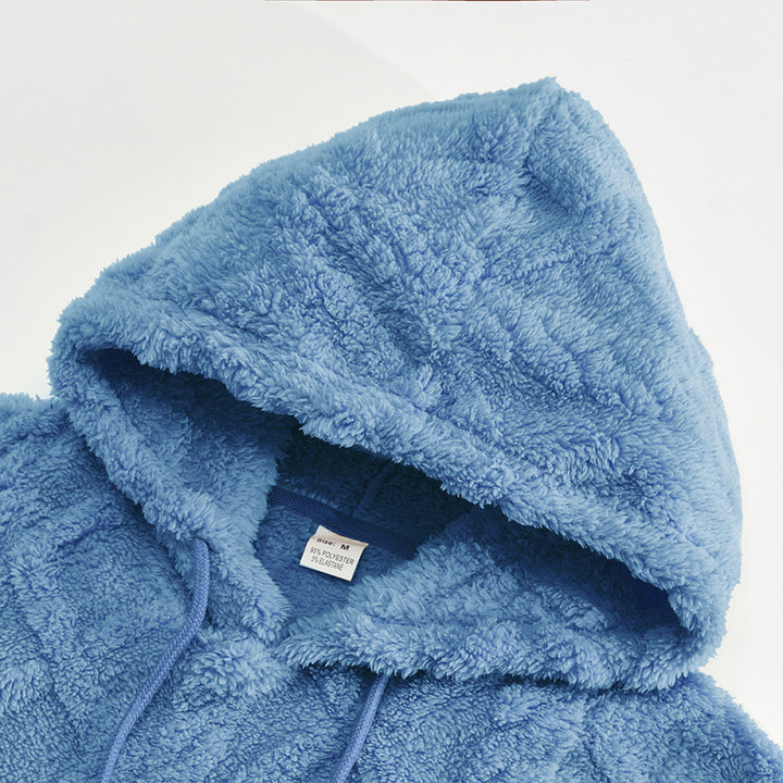 Damkuschlig Fleece-Hoodie med strukturmönster Mirla-Eva Jonsson