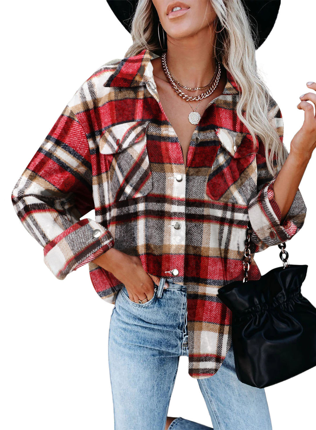 Damkvadrat Overshirt Jacka i mjukt flanellkvalitet Mirla-Eva Jonsson