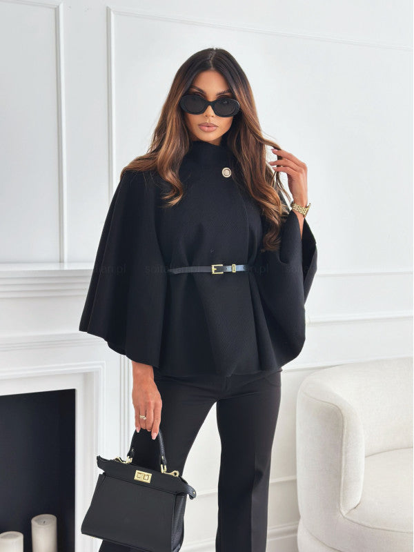 Damm Cape-jacka med stiligt bälte och elegant struktur Mirla-Eva Jonsson