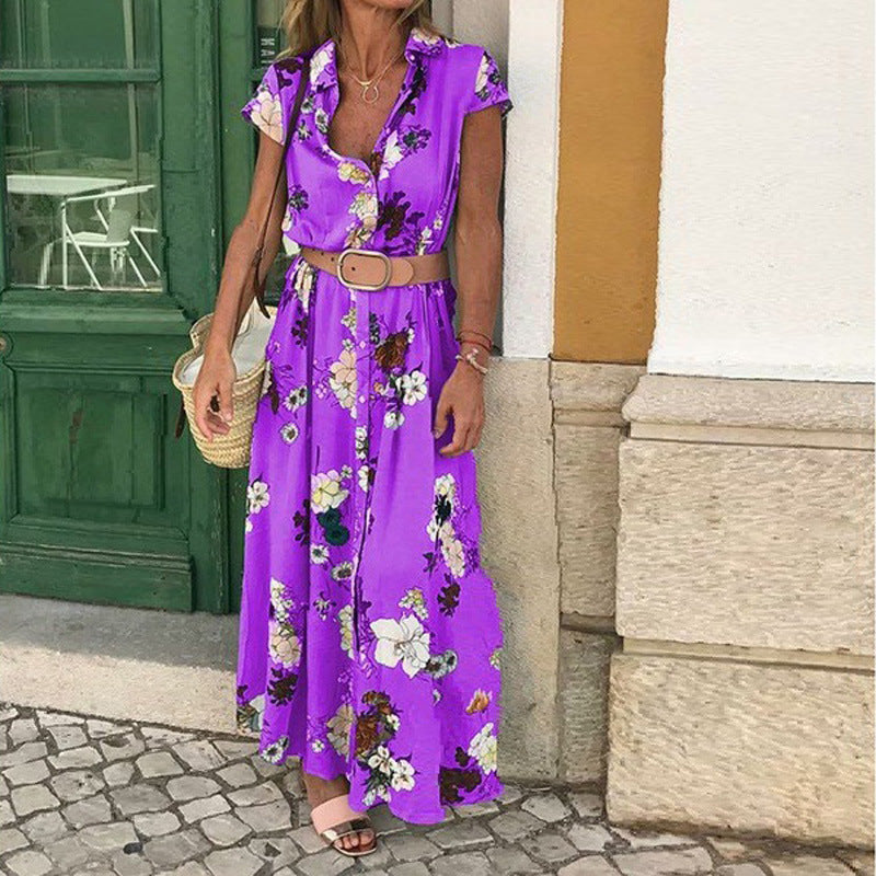 Dammars Maxiklänning med blommönster och elegant midjebälte Mirla-Eva Jonsson