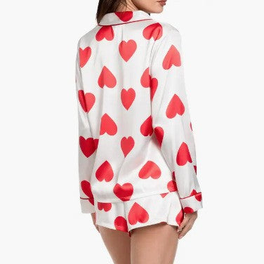 Dammars Satin-Pyjama-set med hjärtan Eva Jonsson-Eva Jonsson