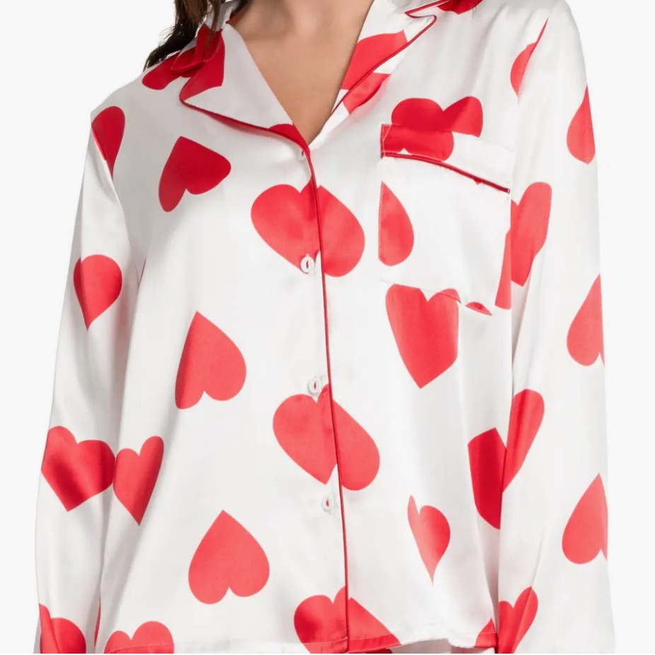 Dammars Satin-Pyjama-set med hjärtan Eva Jonsson-Eva Jonsson