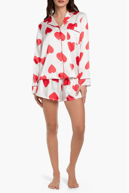 Dammars Satin-Pyjama-set med hjärtan Eva Jonsson-Eva Jonsson