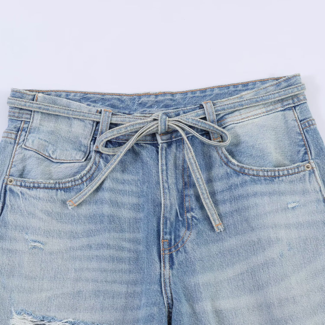 Dammed Wide Jeans i Destroyed-Look med justerbar midja Mirla-Eva Jonsson