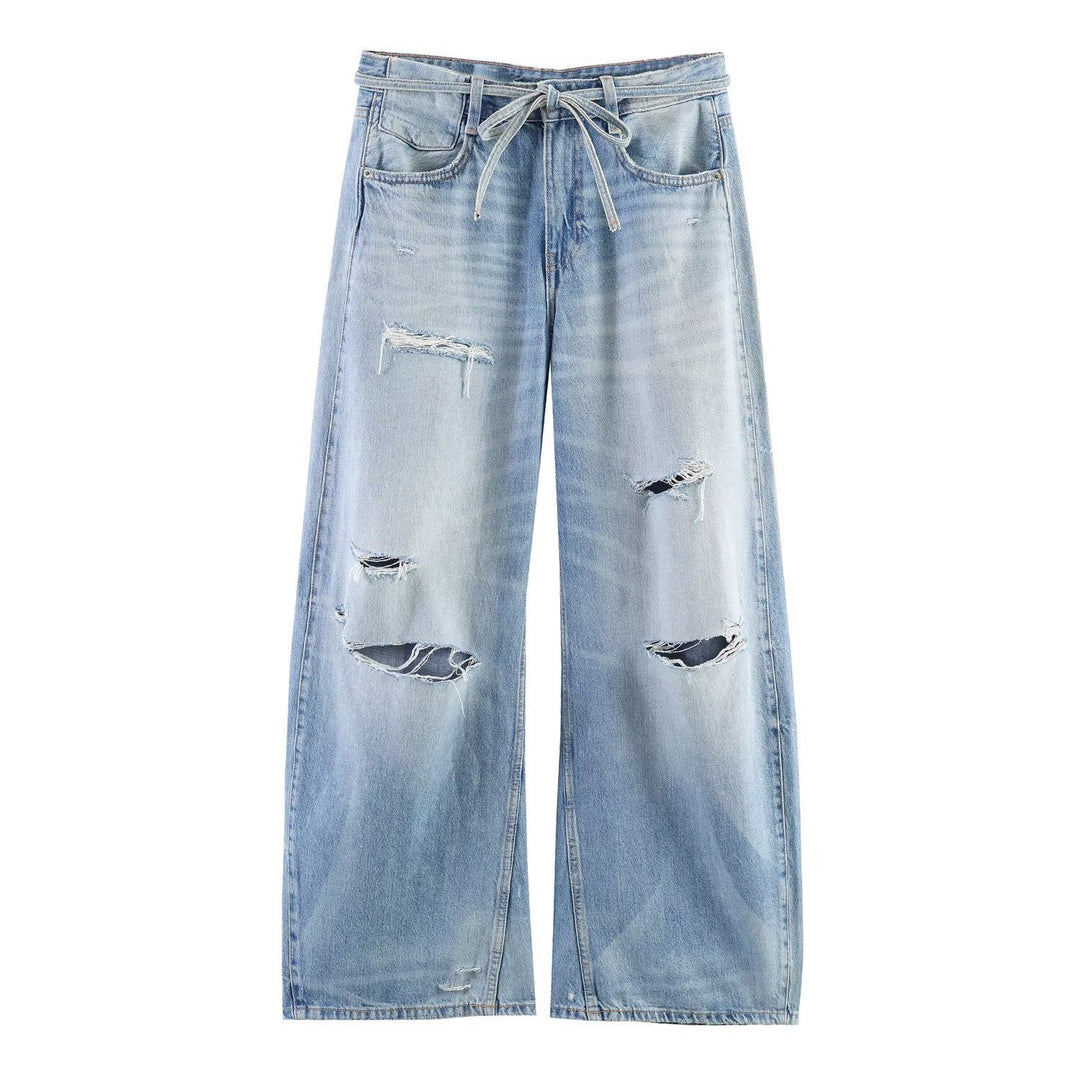 Dammed Wide Jeans i Destroyed-Look med justerbar midja Mirla-Eva Jonsson
