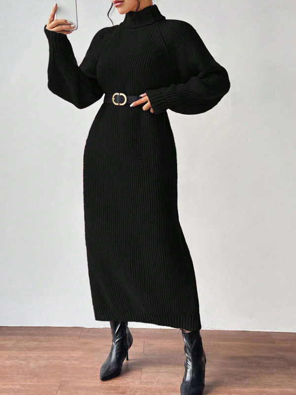 Dammode stickad klänning med hög krage och lös passform Mirla-Eva Jonsson