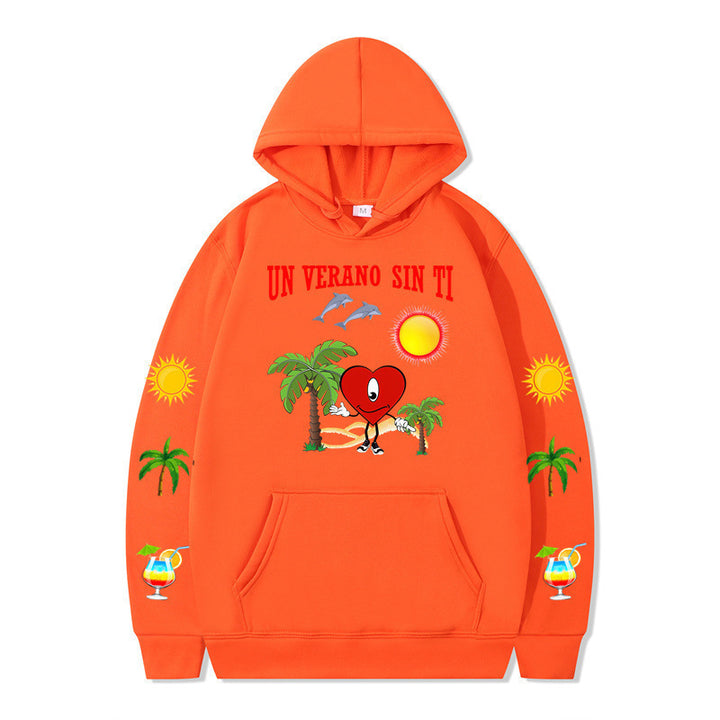 Damms hoodie med livligt sommarmotiv och bekväm passform Mirla-Eva Jonsson
