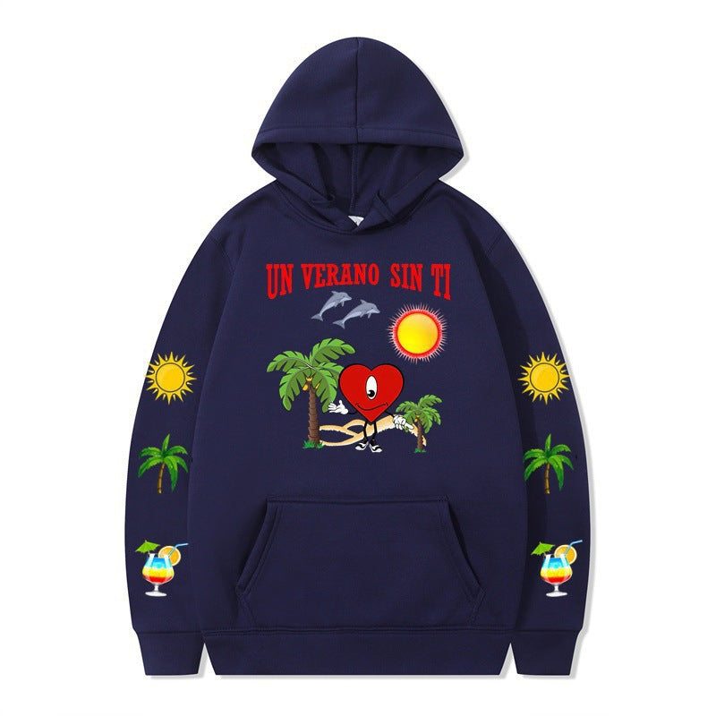 Damms hoodie med livligt sommarmotiv och bekväm passform Mirla-Eva Jonsson