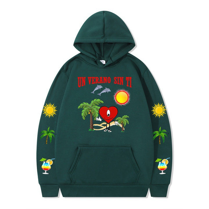 Damms hoodie med livligt sommarmotiv och bekväm passform Mirla-Eva Jonsson