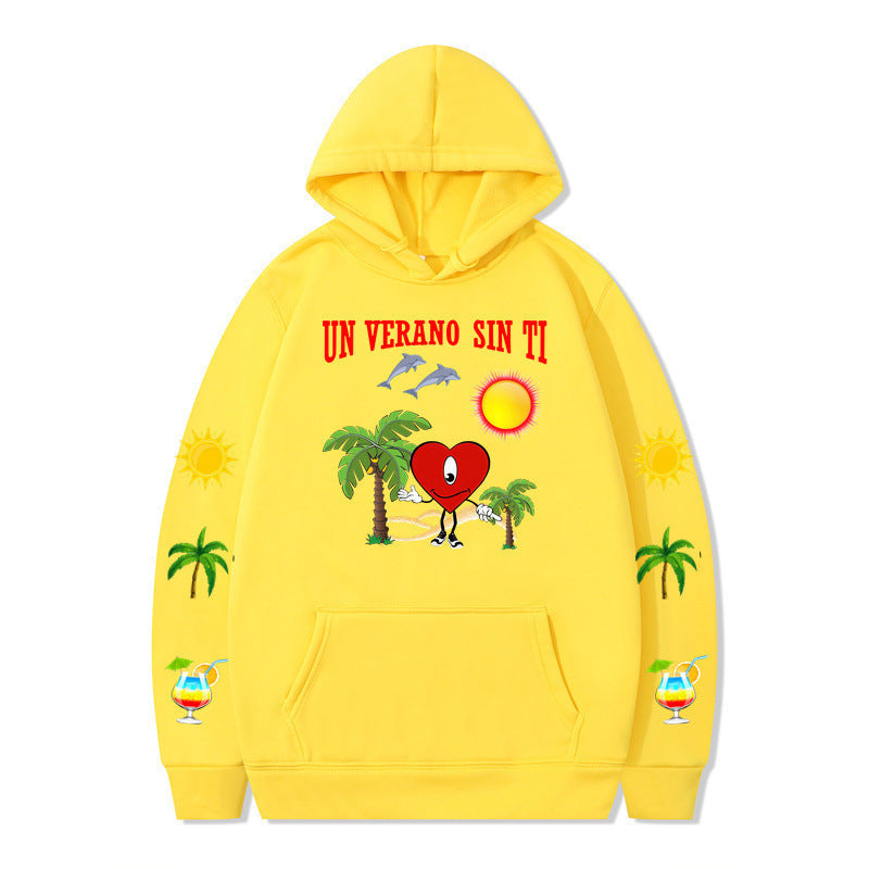 Damms hoodie med livligt sommarmotiv och bekväm passform Mirla-Eva Jonsson
