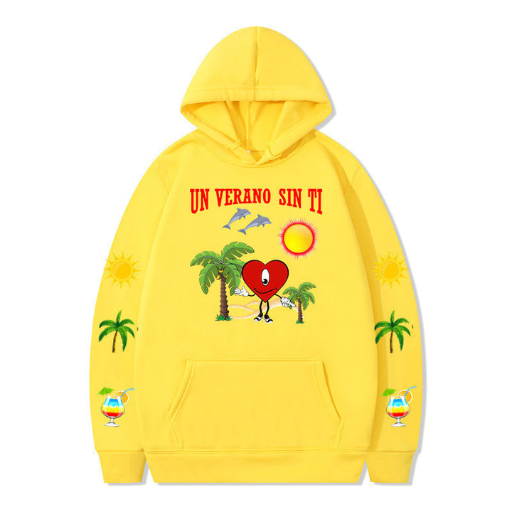 Damms hoodie med livligt sommarmotiv och bekväm passform Mirla-Eva Jonsson