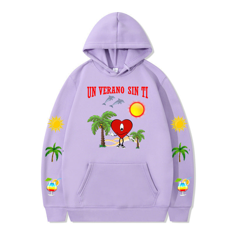 Damms hoodie med livligt sommarmotiv och bekväm passform Mirla-Eva Jonsson
