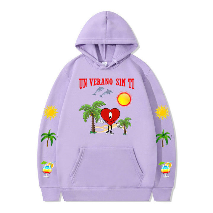 Damms hoodie med livligt sommarmotiv och bekväm passform Mirla-Eva Jonsson