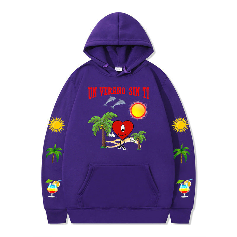 Damms hoodie med livligt sommarmotiv och bekväm passform Mirla-Eva Jonsson
