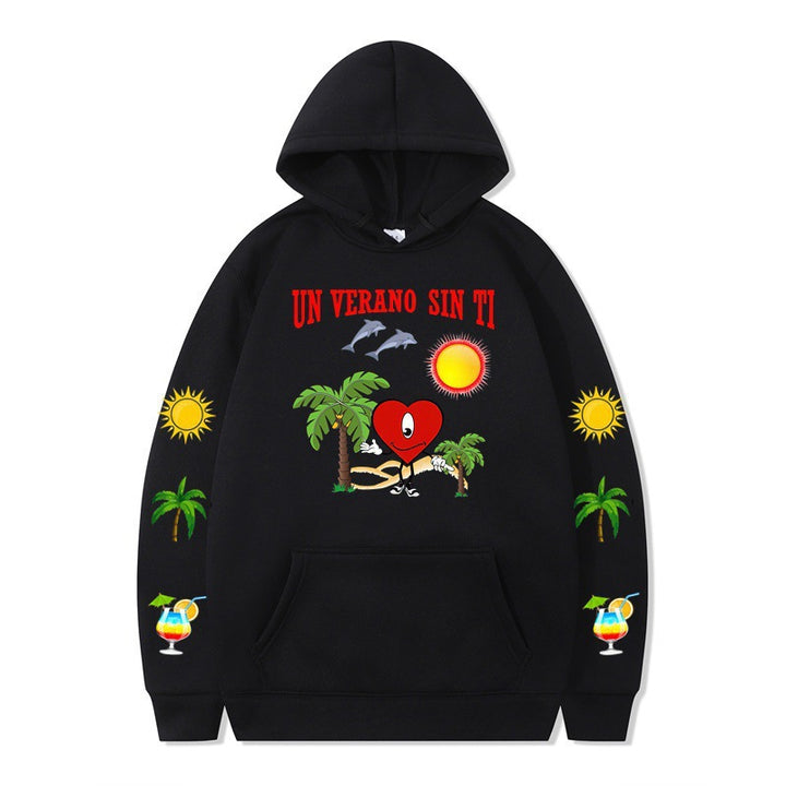 Damms hoodie med livligt sommarmotiv och bekväm passform Mirla-Eva Jonsson