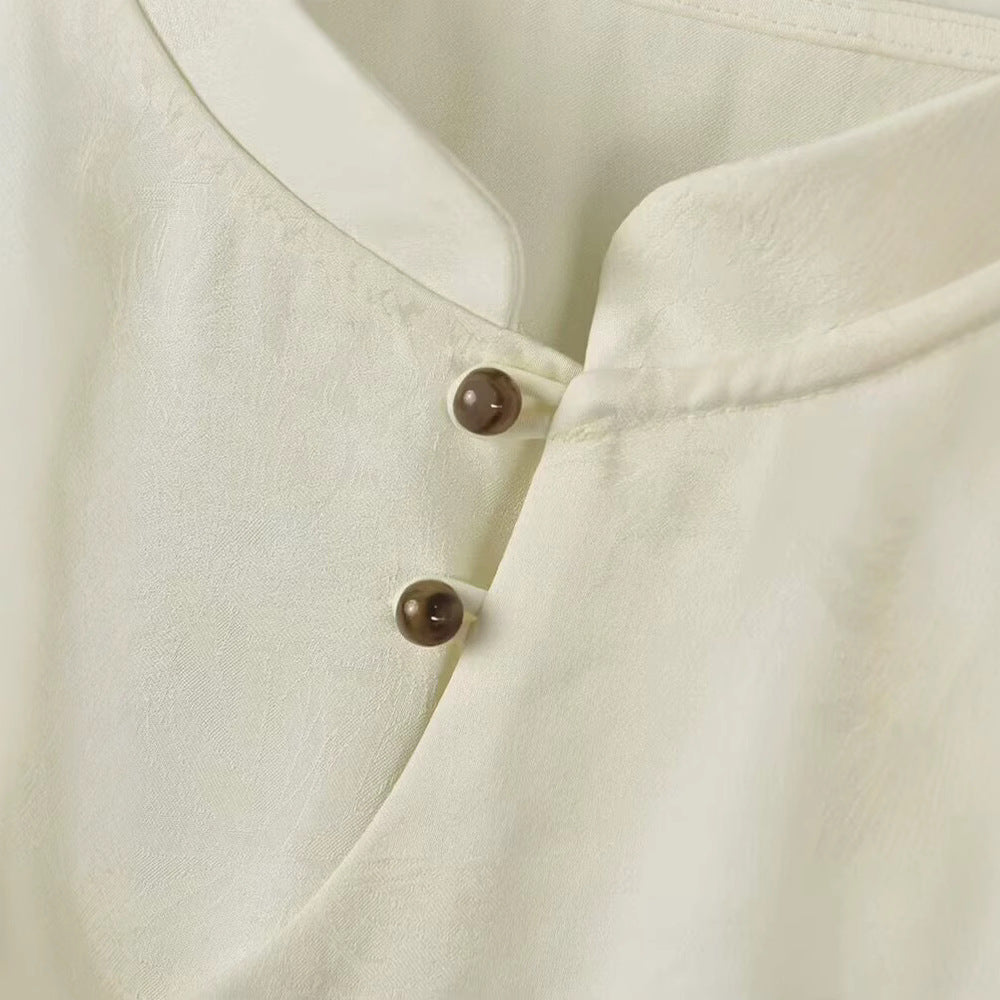 Damon blusenshirt med elegant ståkrage och dekorativa knapppdetaljer Mirla-Eva Jonsson