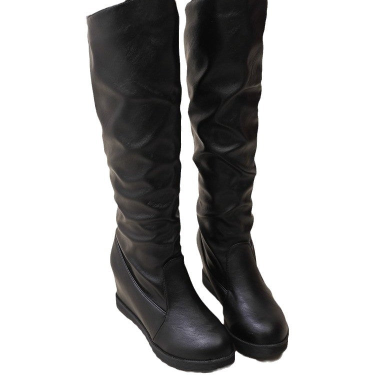 Damöverknä-stövlar med snygg rynkeffekt och modernt blockklack Eva Jonsson-Eva Jonsson