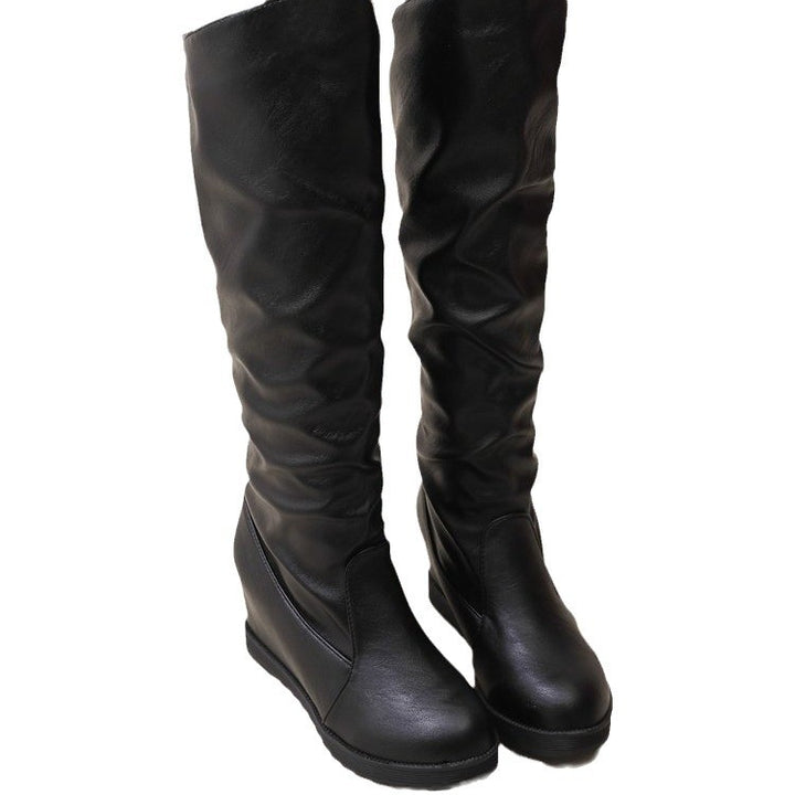 Damöverknä-stövlar med snygg rynkeffekt och modernt blockklack Eva Jonsson-Eva Jonsson