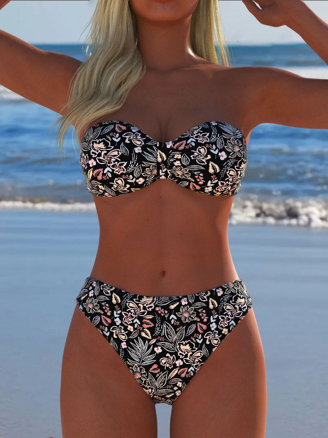 Dams Bikini-set med elegant Strapless-overdel och hög midjeband Mirla-Eva Jonsson