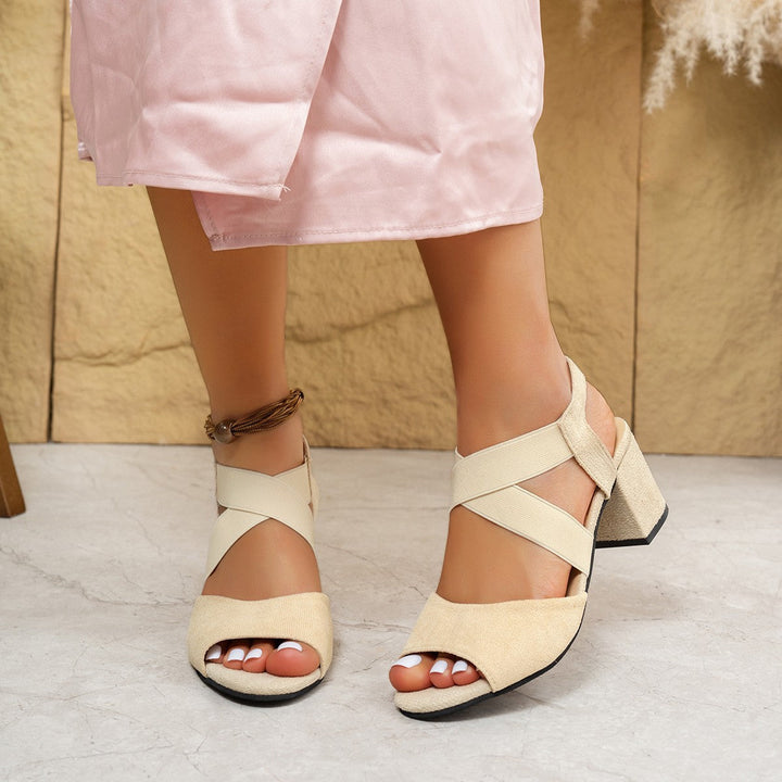 Dams Blockklack-sandaler med Elegant Korskonstriktion och Bekväm Fotbädd Mirla-Eva Jonsson