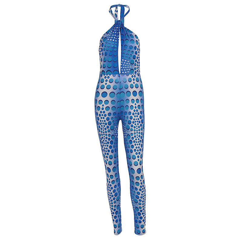 Dams Bodycon jumpsuit med djup V-ringning och exklusiv mönster Mirla-Eva Jonsson