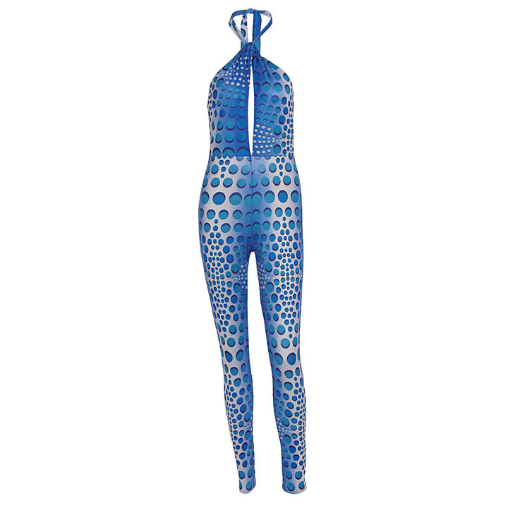 Dams Bodycon jumpsuit med djup V-ringning och exklusiv mönster Mirla-Eva Jonsson