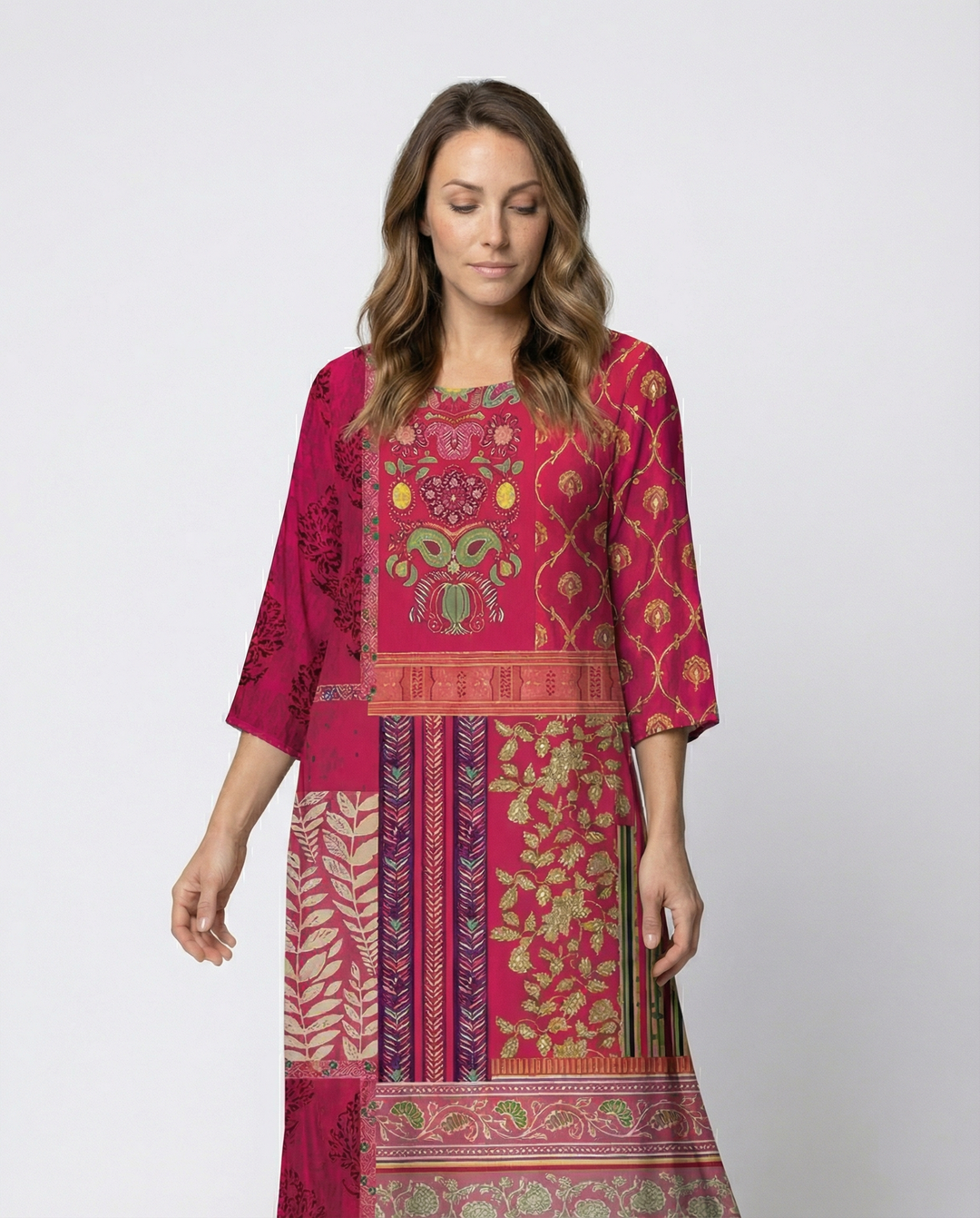 Dams Boho-Kaftan-klänning med Flytande Tyg & Benöppning Mirla-Eva Jonsson