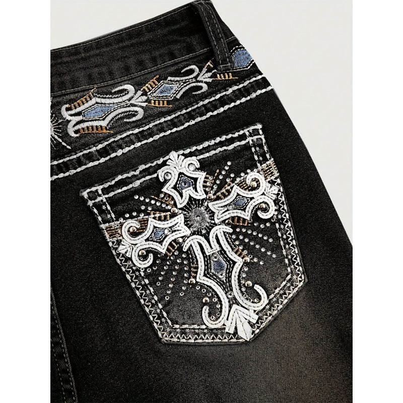 Dams Bootcut Jeans med konstnärlig broderi Mirla-Eva Jonsson
