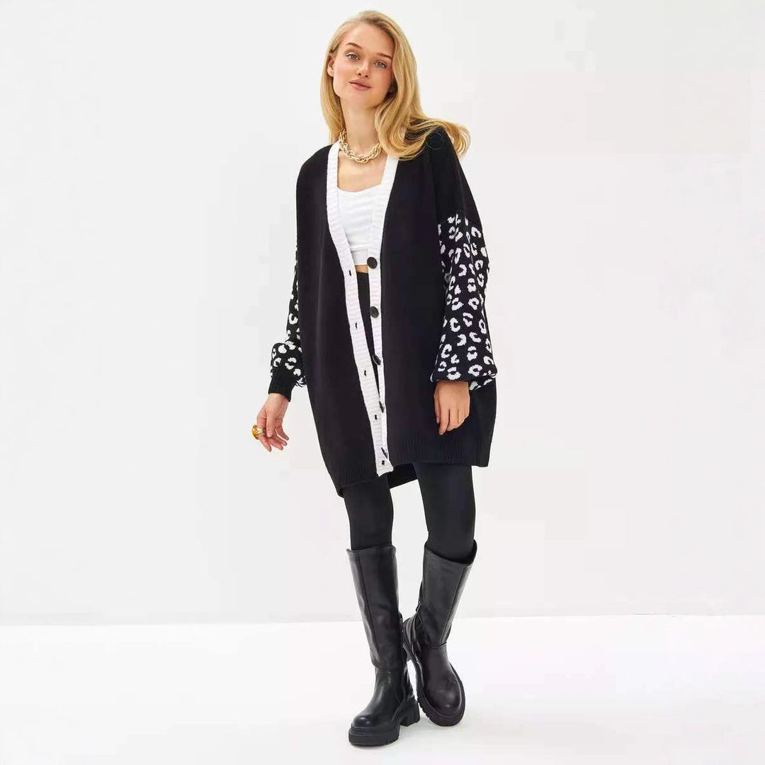 Dams Cardigan med leopardmönster och knappar Mirla-Eva Jonsson