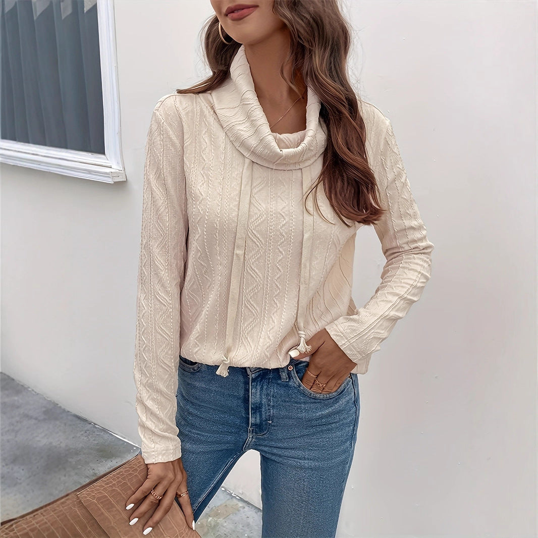 Dams Cowl-Neck Pullover med strukturerat mönster och lång ärm Mirla-Eva Jonsson