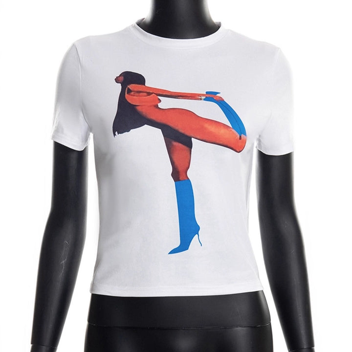 Dams Crop T-Shirt med iögonfallande grafiktryck Mirla-Eva Jonsson