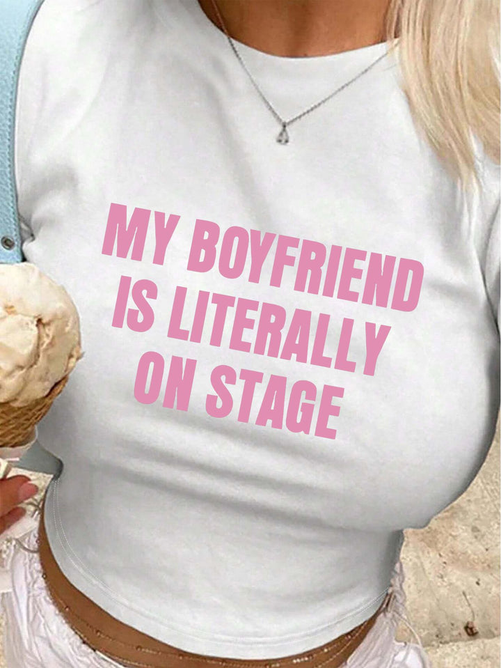 Dams Crop-T-Shirt med kreativt ögonmotiv och turnétryck Mirla-Eva Jonsson