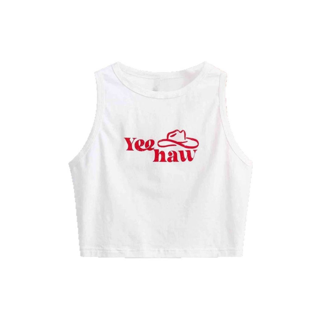 Dams Crop-Top med originellt cowboymotiv och coolt tryck Mirla-Eva Jonsson