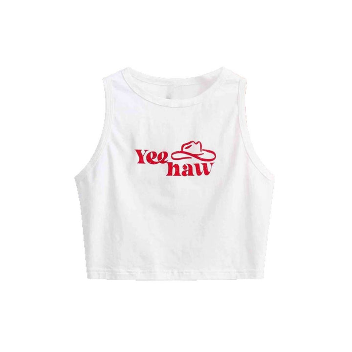 Dams Crop-Top med originellt cowboymotiv och coolt tryck Mirla-Eva Jonsson