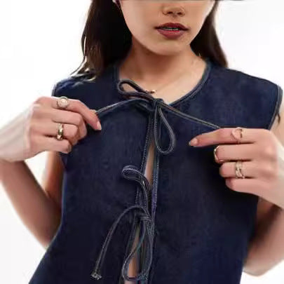 Dams Denim Bustier-Väst med snörning Mirla-Eva Jonsson