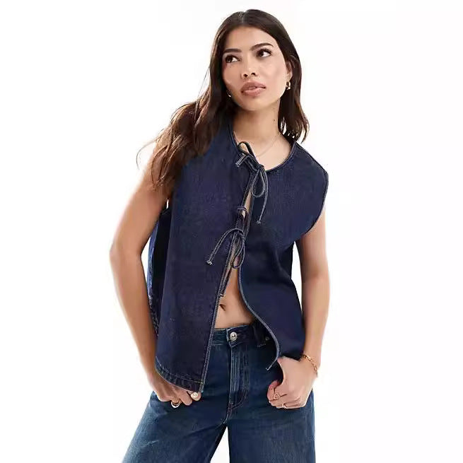 Dams Denim Bustier-Väst med snörning Mirla-Eva Jonsson