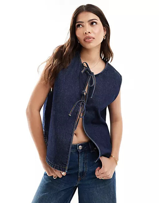 Dams Denim Bustier-Väst med snörning Mirla-Eva Jonsson