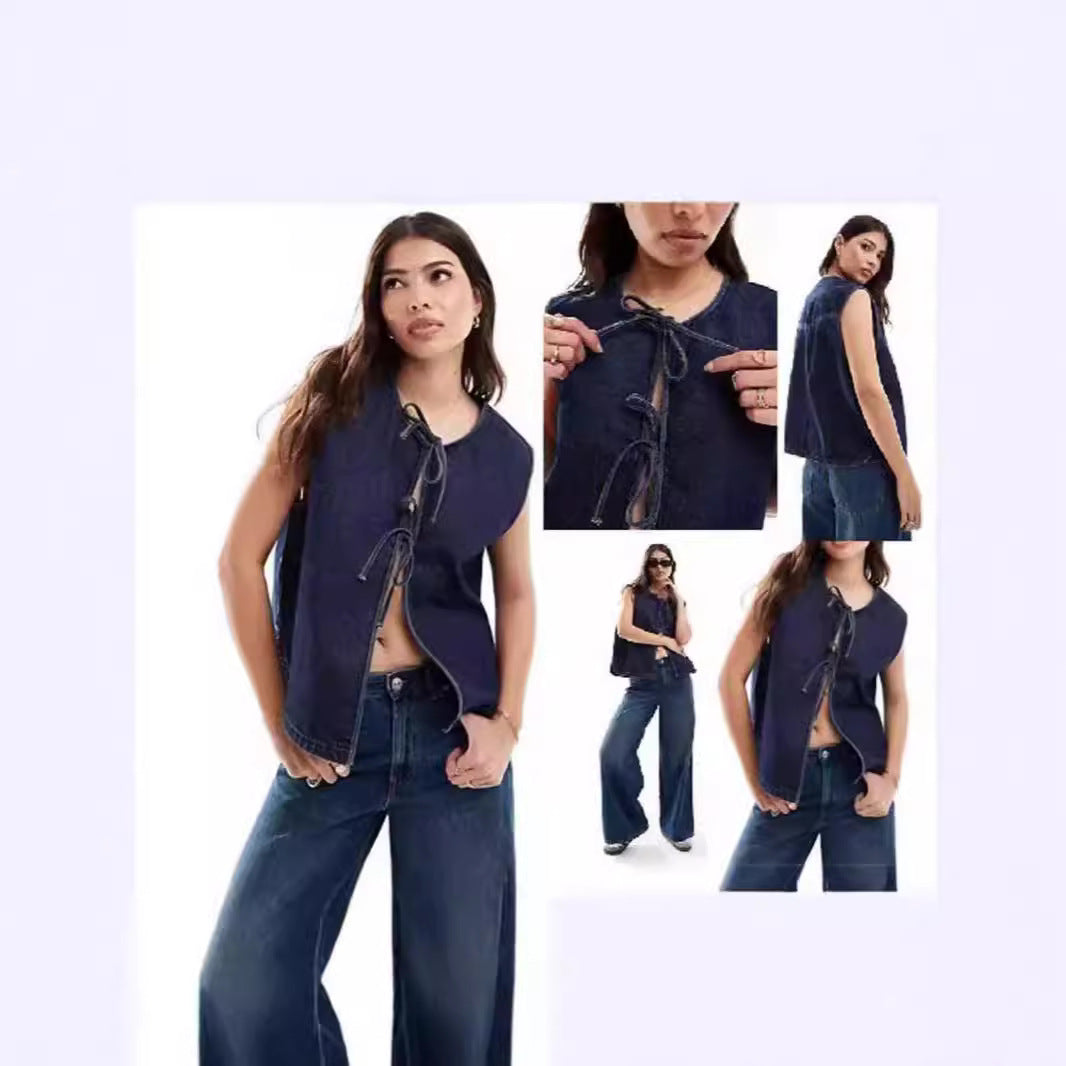 Dams Denim Bustier-Väst med snörning Mirla-Eva Jonsson