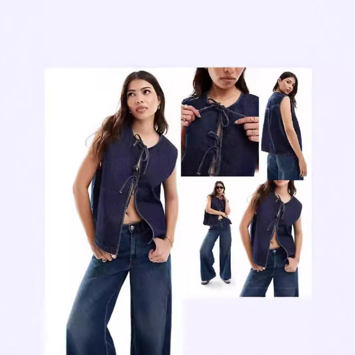Dams Denim Bustier-Väst med snörning Mirla-Eva Jonsson