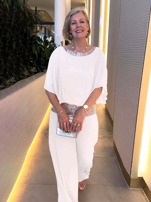 Dams Elegant Jumpsuit med skimrande överdel och vida ben Eva Jonsson-Eva Jonsson