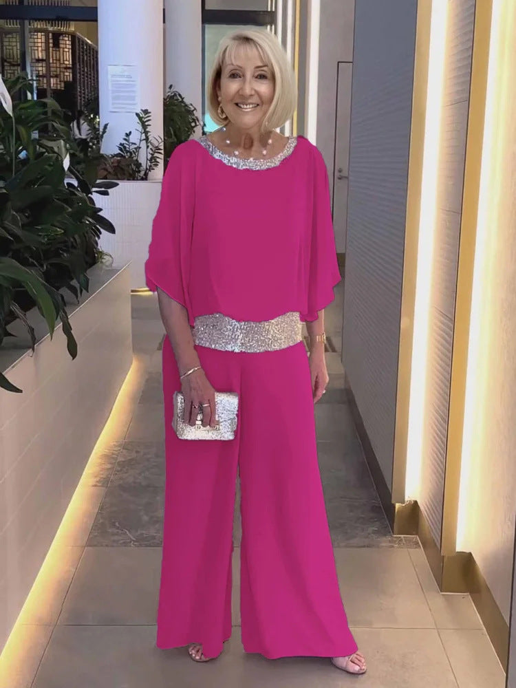 Dams Elegant Jumpsuit med skimrande överdel och vida ben Eva Jonsson-Eva Jonsson