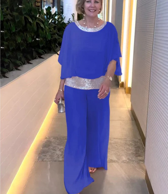 Dams Elegant Jumpsuit med skimrande överdel och vida ben Eva Jonsson-Eva Jonsson